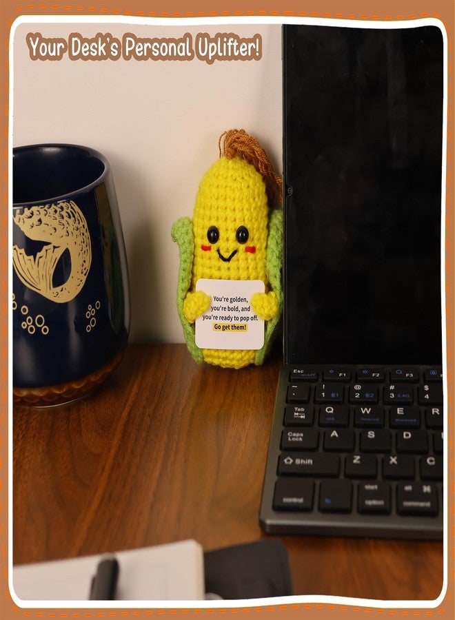 vhemo Handmade Emotional Corn Crochet Doll with Inspirational Card - Cute Funny Positive Potato Gift for Christmas, Birthdays, Valentine’s Day, Desk Decor for Family, Friends, Coworkers, Students, kids - Image 2